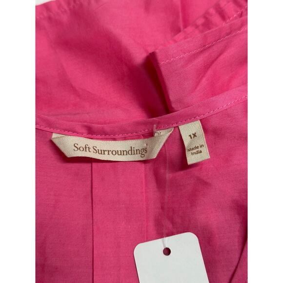 Soft Surroundings Top Womens 1X Heloise Eyelet Sleeve Tunic Azalea Pink Boho NWT - Picture 6 of 10